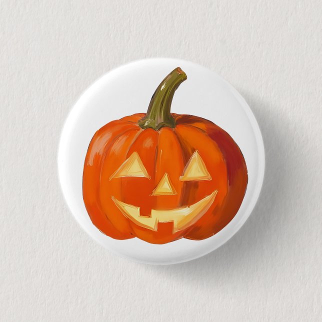 Painted Pumpkin Face  Button (Front)