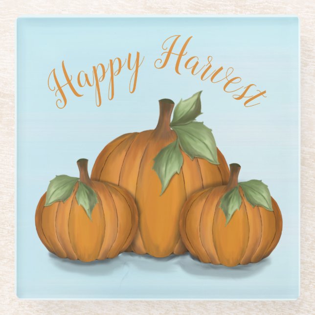 Painted Pumpkins Glass Coaster (Front)