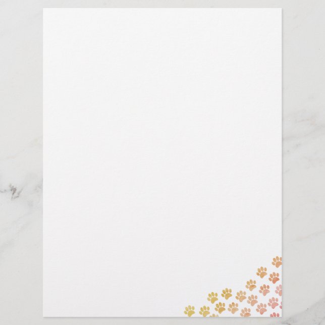 Painted Puppy Paw Prints Letterhead (Front)