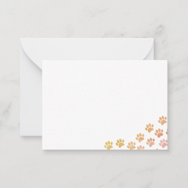 Painted Puppy Paw Prints Note Card (Front)