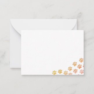 Painted Puppy Paw Prints Note Card