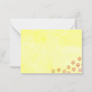 Painted Puppy Paw Prints Old Paper Note Card