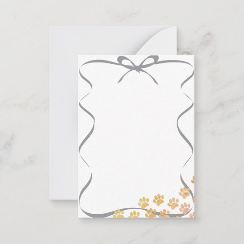 Painted Puppy Paw Prints Ribbon Blank Note Card