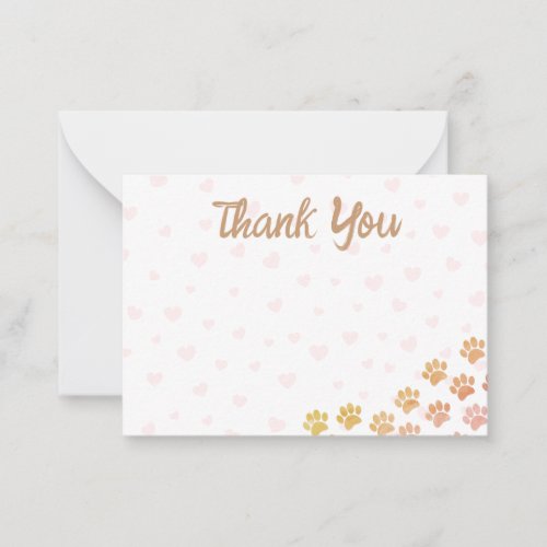Painted Puppy Paw Prints Thank You Note Card