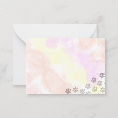 Painted Puppy Paw Prints Watercolor Note Card
