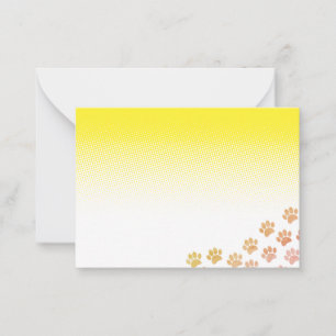 Painted Puppy Paw Prints White Yellow Note Card