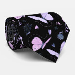 Painted Purple Butterflies On Night Background Neck Tie at Zazzle