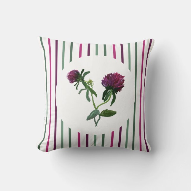 Painted Purple Clover Pillow (Front)
