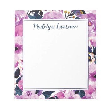 Painted Purple Floral Notepad by modernmaryella at Zazzle