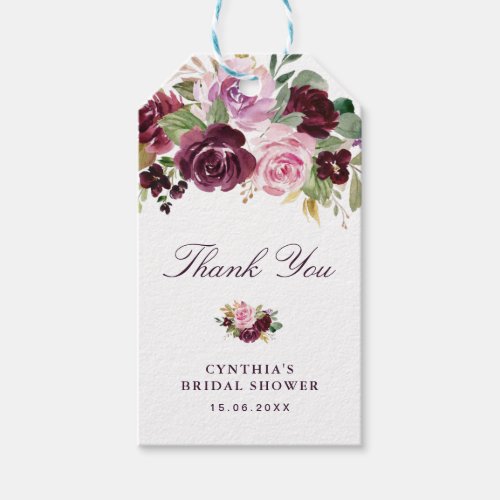 painted purple flowers bridal shower gift tags