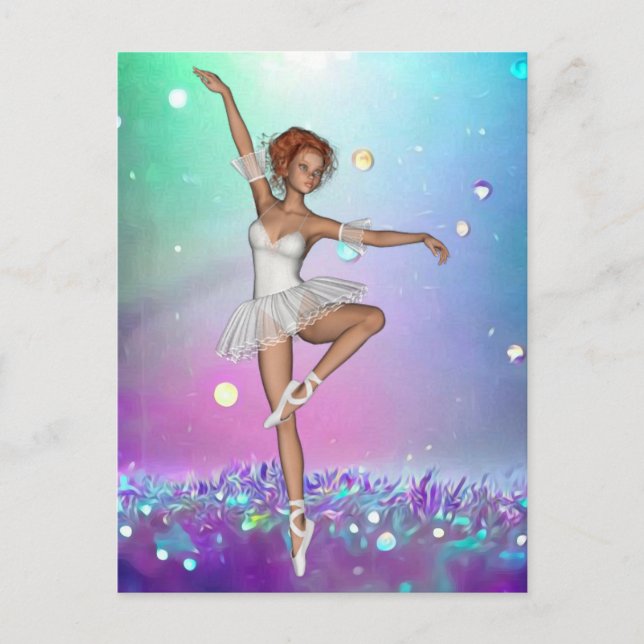 Painted Purple Grass Background & Ballerina  Postcard (Front)