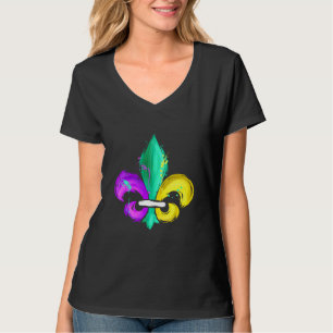 Painted Purple Green And Golden Fleur De Lis For M T-Shirt
