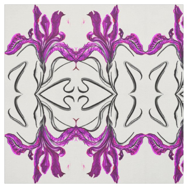 Painted Purple Iris Fabric (Swatch)