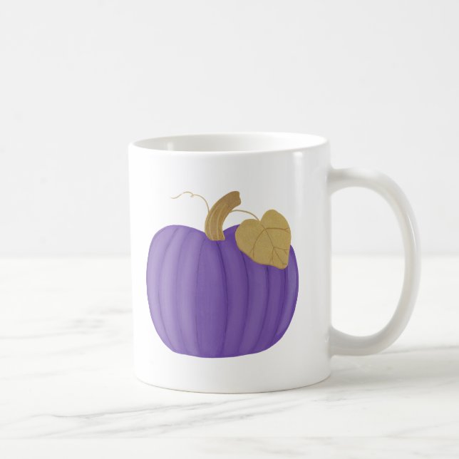 Painted Purple Pumpkin Gold Leaf Mugs (Right)