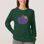 Painted Purple Pumpkin With Gold Leaf  T Shirts at Zazzle