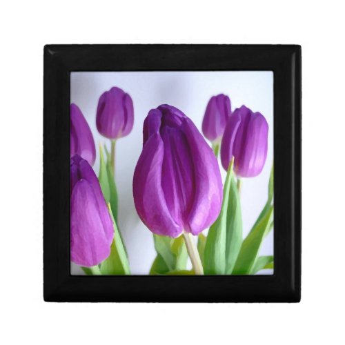 Painted Purple Tulips Gift Box