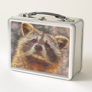 painted Raccoon Metal Lunch Box