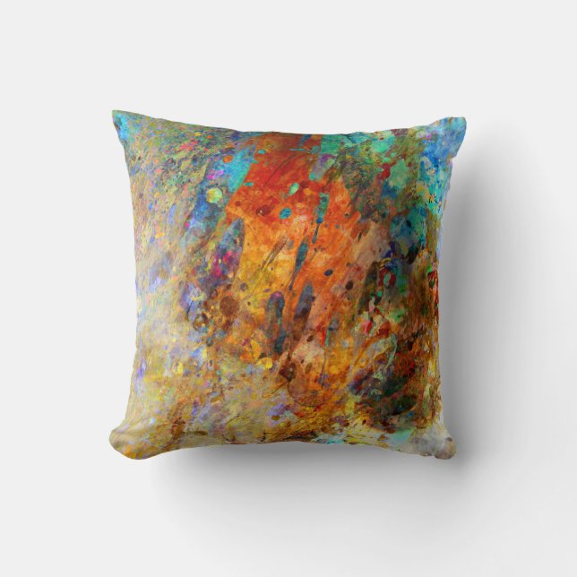 Painted Rain Throw Pillow (Front)