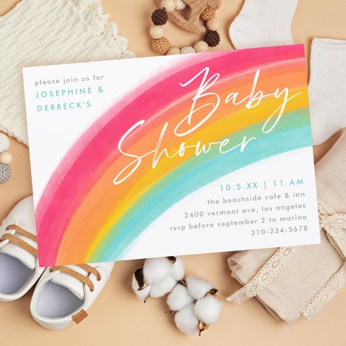 Painted Rainbow Baby Shower Invitation