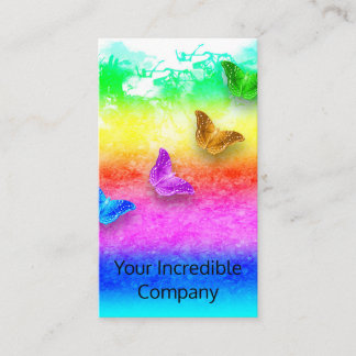 Painted rainbow butterflies business card