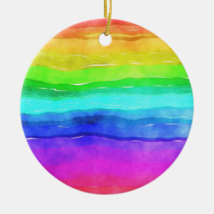 Painted Rainbow Ceramic Ornament