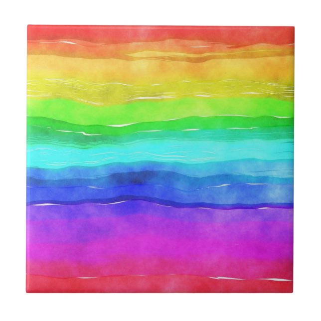 Painted Rainbow Ceramic Tile (Front)