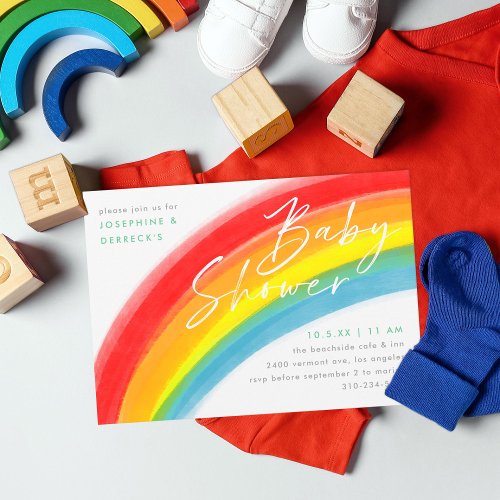 Painted Rainbow Classic Baby Shower Invitation