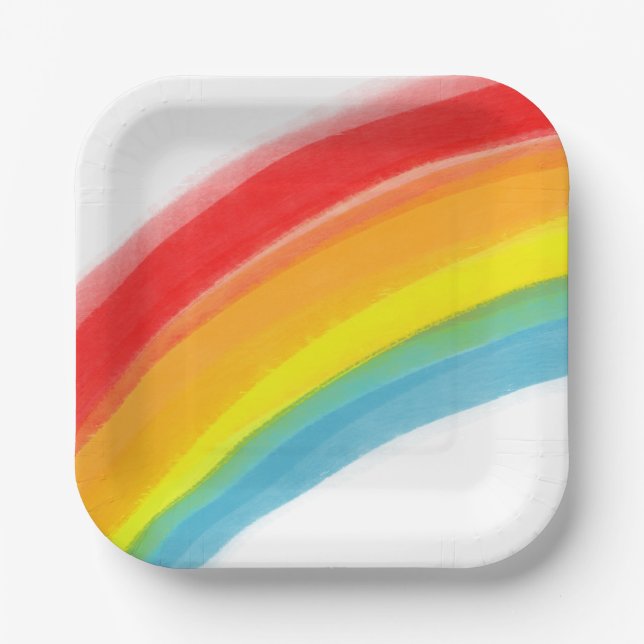 Painted Rainbow Classic Birthday Paper Plates (Front)