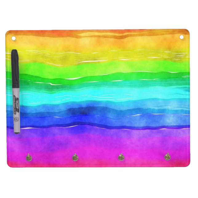 Painted Rainbow Dry Erase Board With Keychain Holder (Front)
