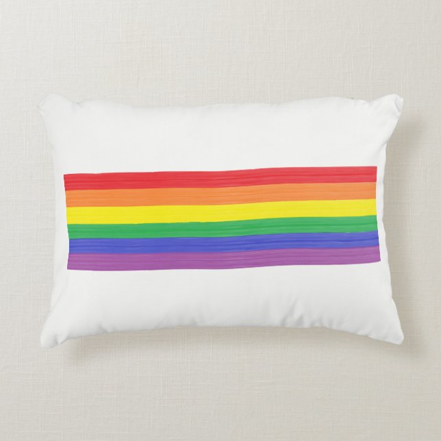 Painted Rainbow Flag Decorative Pillow (Front)