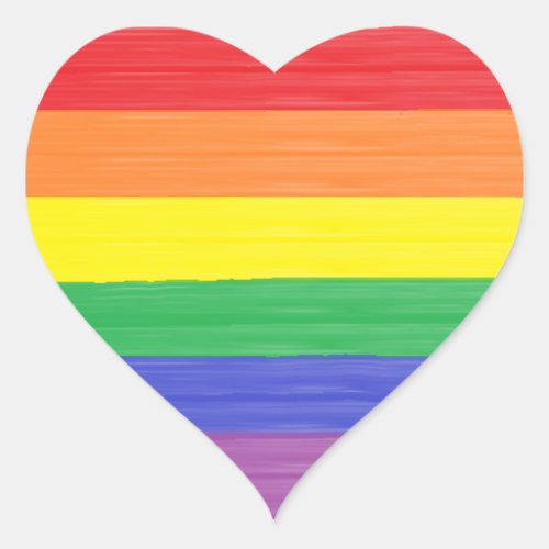 Painted Rainbow Flag Heart Sticker