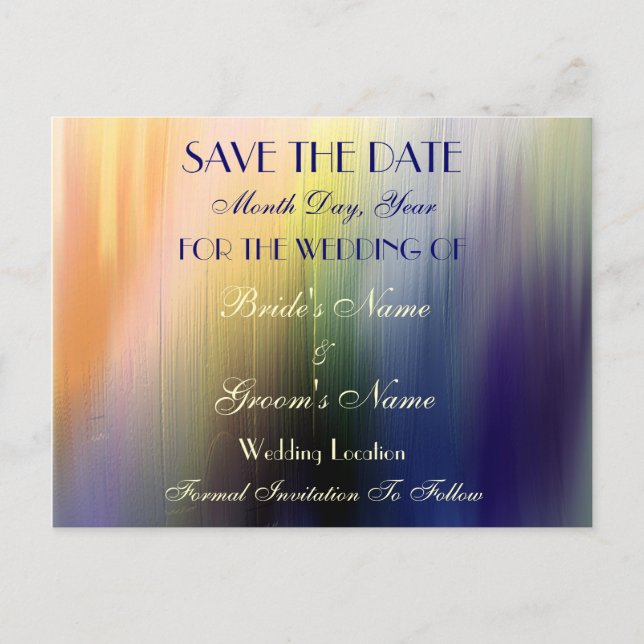 Painted Rainbow Save the Date Wedding Postcard (Front)