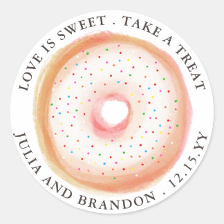 Painted Rainbow Sprinkle Donut Wedding Thank You Classic Round Sticker