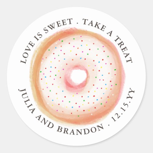 Painted Rainbow Sprinkle Donut Wedding Thank You Classic Round Sticker