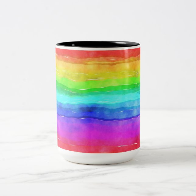 Painted Rainbow Two-Tone Coffee Mug (Center)