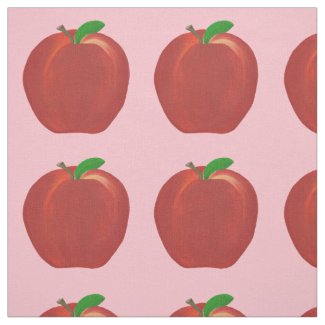 Painted Red Apples Green Leaves Custom Fabric