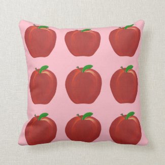 Painted Red Apples Green Leaves Throw Pillows