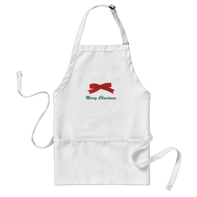 Painted Red Bow Christmas aprons (Front)