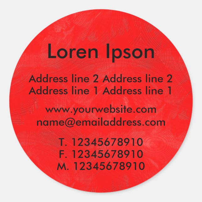 Painted Red Business / Profile Classic Round Sticker (Front)