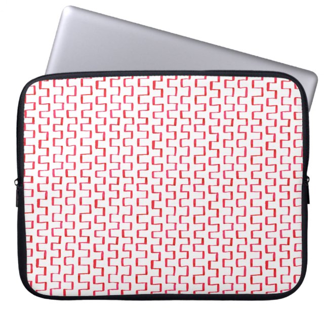 Painted Red Geometric Pattern Laptop Sleeve (Front)