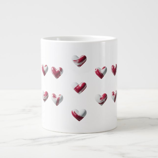 Painted Red Hearts Specialty Jumbo Mug (Front)