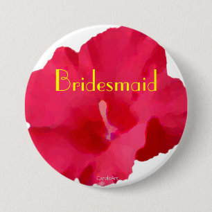 Painted Red Hibiscus Button
