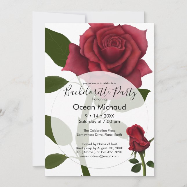 Painted Red Roses | White Invitation (Front)