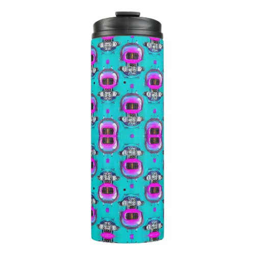 Painted Robots Pattern Thermal Tumbler