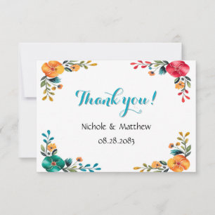 Painted Romance Wedding Thank You Card