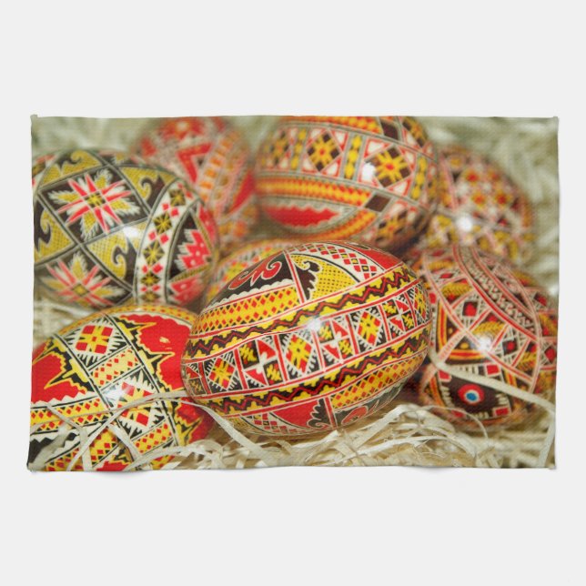 Painted Romanian Easter Eggs Towel (Horizontal)