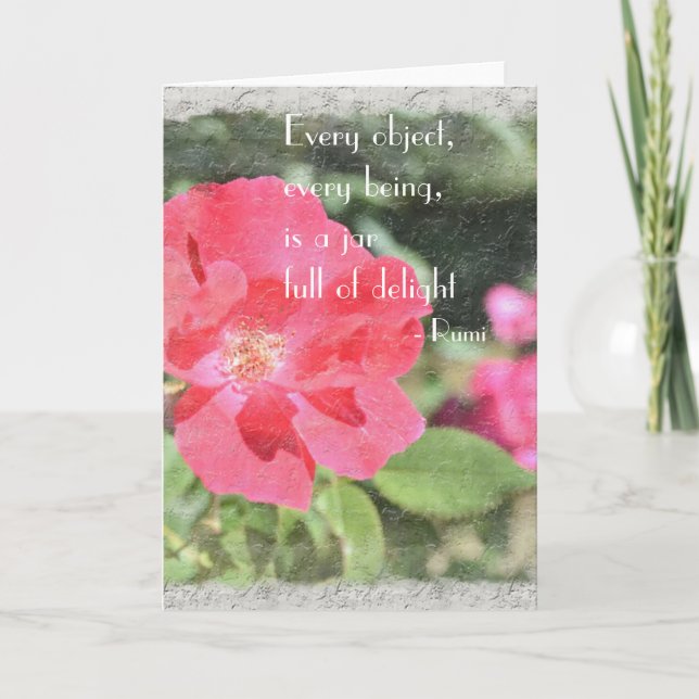 Painted Rose Floral Garden Rumi Quote Card (Front)
