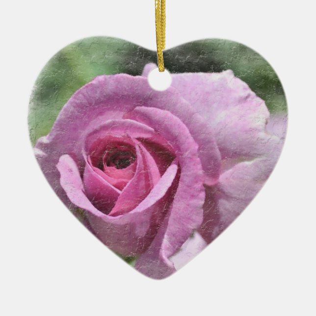 Painted Rose Heart Ornament (Front)