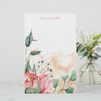 Painted Rose Romance Personalized Stationery
