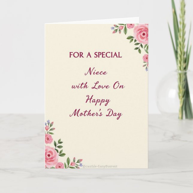 Painted Roses Mothers Day Card (Front)